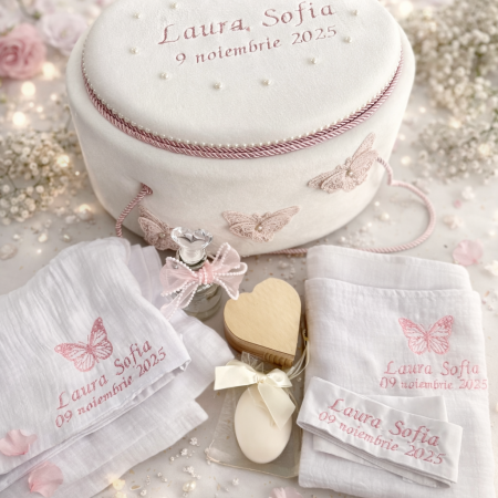 Trusouri botez fetite - Trusou botez - fluturi roz