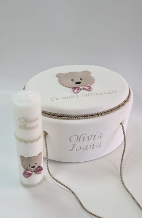 Trusouri de Botez - Trusou Botez Beige Bear -pink bow