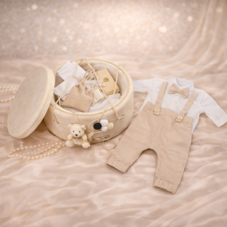 Trusou botez Luxury Beige + costum botez Henry