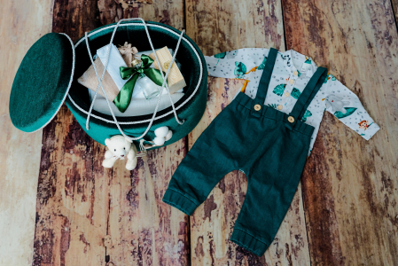 Trusouri de Botez - Trusou botez Luxury Green + costum botez Safari