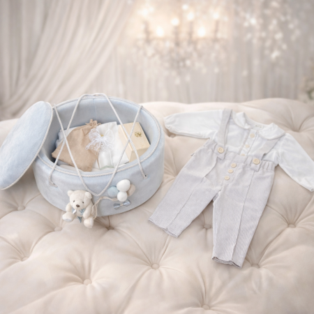 Trusouri botez baieti - Trusou botez Luxury gri + costum botez Kevin gri