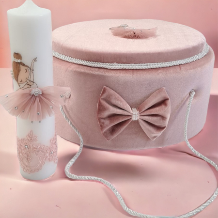 Trusouri de Botez - Trusou botez Luxury Pink Bow