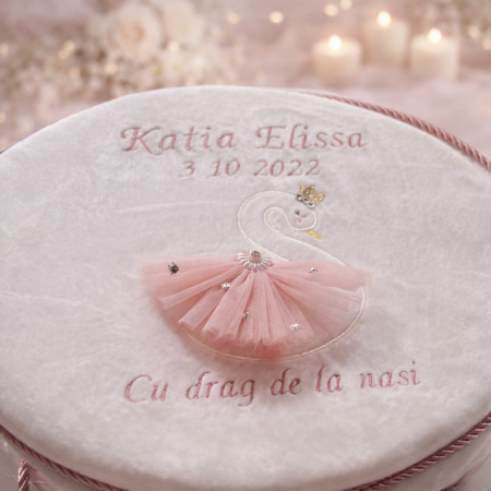 Trusou botez Luxury lebada roz [1]