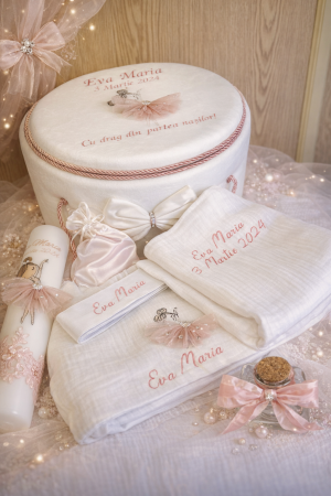 Trusouri botez fetite - Trusou botez Luxury - alb cu balerina