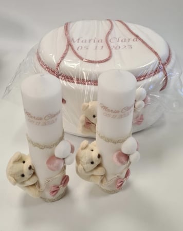 Trusouri de Botez - Trusou botez Luxury Bear White-Pink