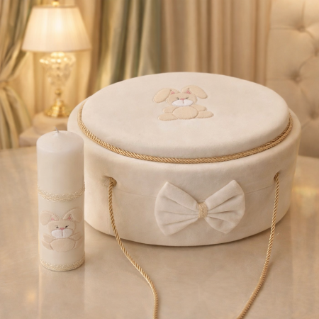 Trusouri botez fetite - Trusou botez premium alb cu iepuras