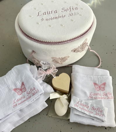 Trusouri botez fetite - Trusou botez - fluturi roz