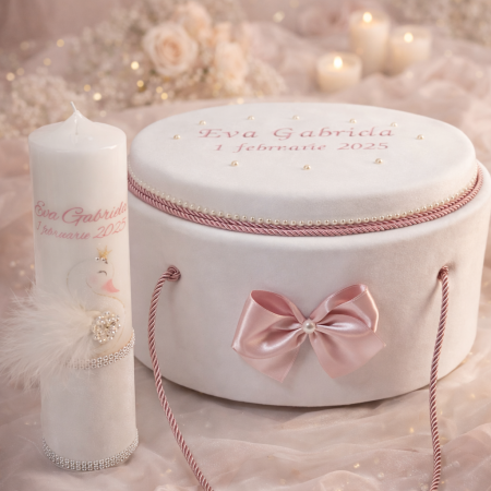 Trusouri botez fetite - Trusou botez Luxury alb cu lebada