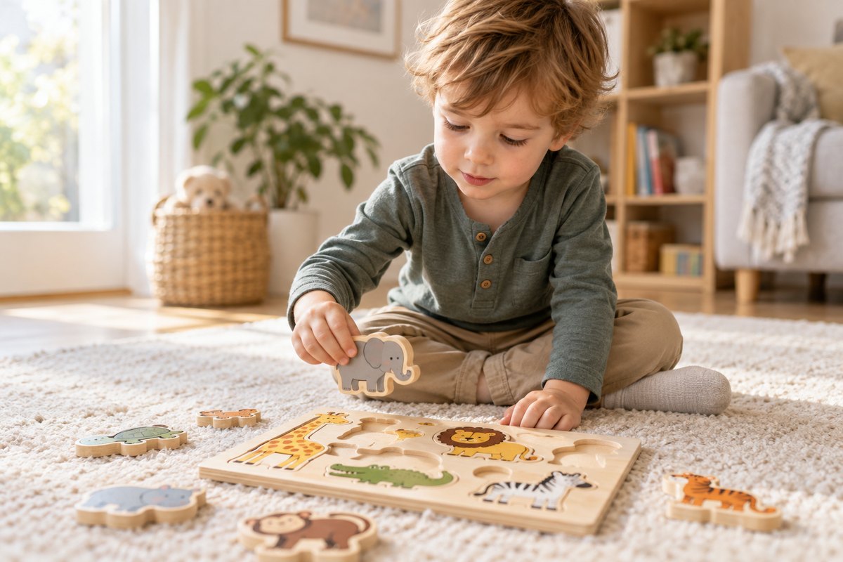 Puzzle din lemn: câte piese la ce vârstă, ca să nu îl frustrezi pe copil