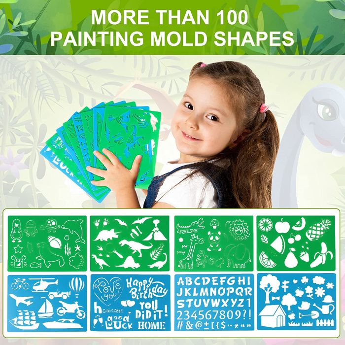 Set Carte de colorat si desenat reutilizabila, Simply Joy, carte cu activitati pentru copii 3 - 6 ani, set de pictura cu 14 pagini, peste 100 de forme de desen si rucsac, portabila,12 carioci pe baza [5]