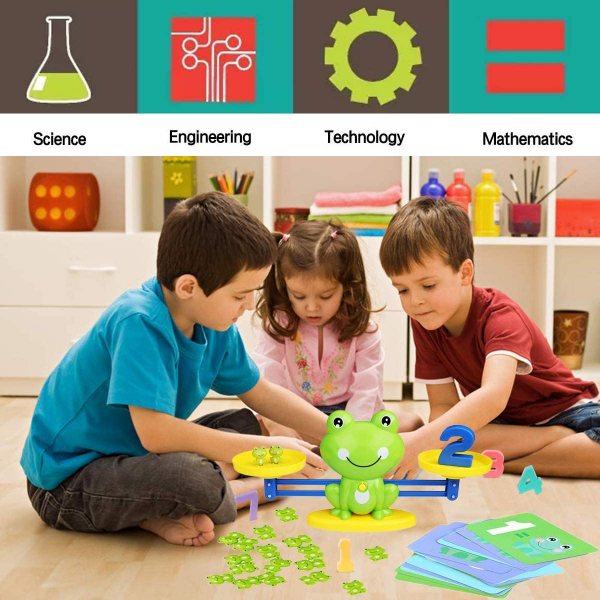 Jucarie Broasca tip balanta invatam matematica - Jucarii educative STEM pentru copii si joc de invatare a numerelor pentru baieti si fete de 3 4 5 ani (set de 63 de piese) [8]
