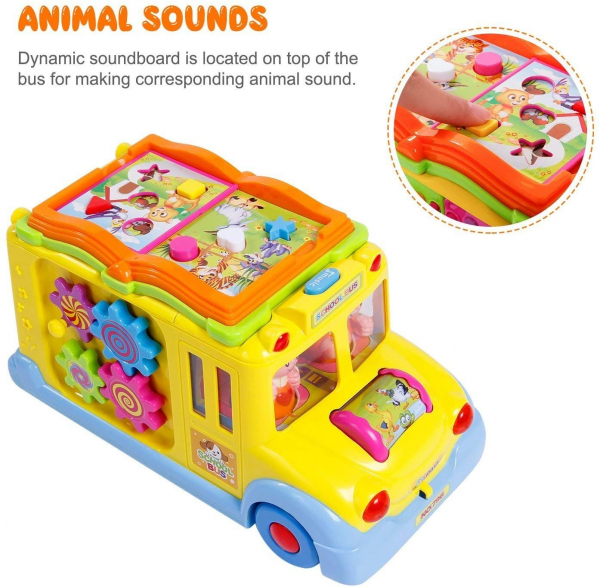 Jucarie educativa si interactiva, Autobuz Scolar inteligent premium, 8 jocuri cu lumini, sunete si  activitati pentru copii fete si baieti de 1, 2, 3 ani, Multicolor [4]