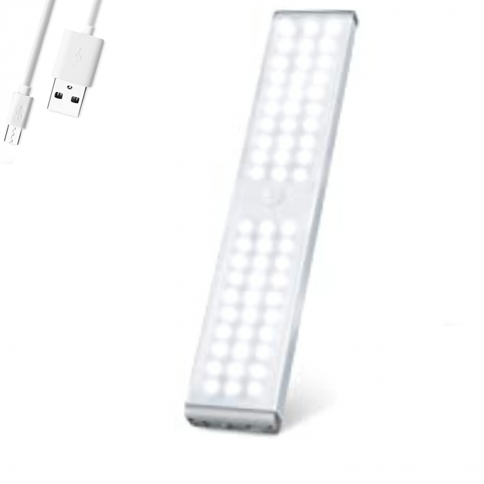 Corp de iluminat 60 LED cu senzor de miscare, cu 60 de leduri puternice, Simply Joy, reincarcabil, fara fir, portabil, cu suport magnetic, pentru dressing, dulap de bucatarie, baie, hol, scari [5]