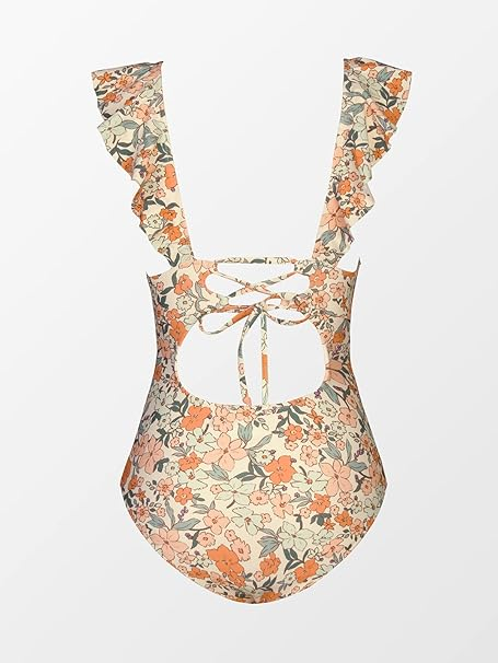 Costum de baie intreg, Simply Joy, imprimeu floral, volane, multicolor [4]
