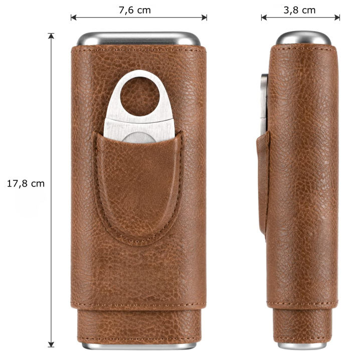 Cutie de trabucuri din piele ecologica, maro [6]