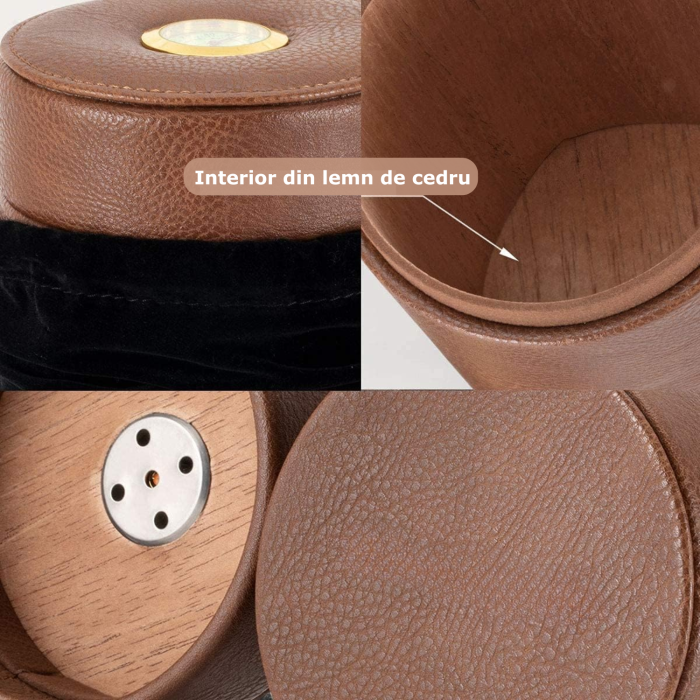 Cutie de trabucuri din piele ecologica, maro [6]