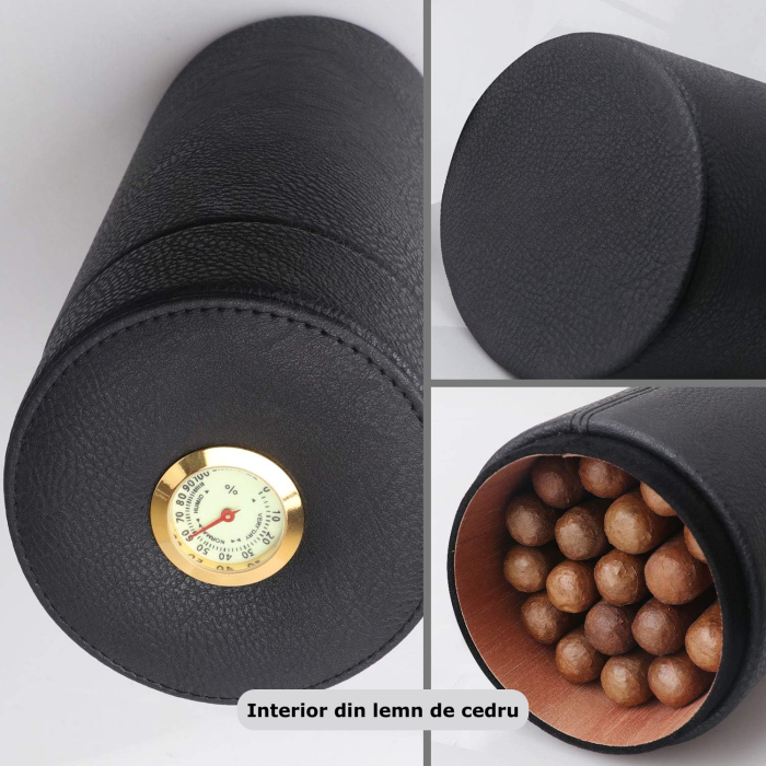 Cutie de trabucuri din piele ecologica, negru [5]