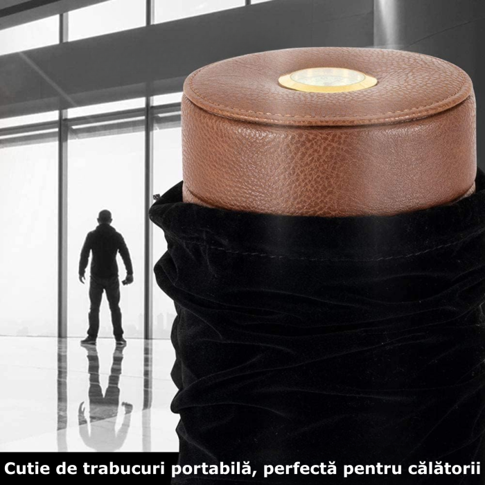 Cutie de trabucuri din piele ecologica, maro [3]