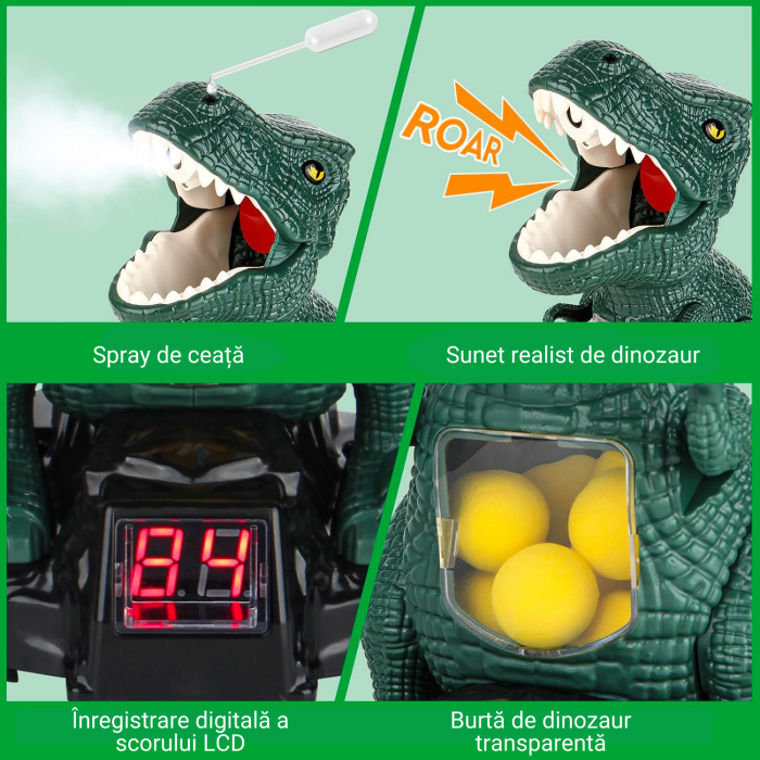Jucarie pusca cu dinozauri, Simply Joy, cu tinta, pentru baieti si fete, verde, + 3 ani [6]