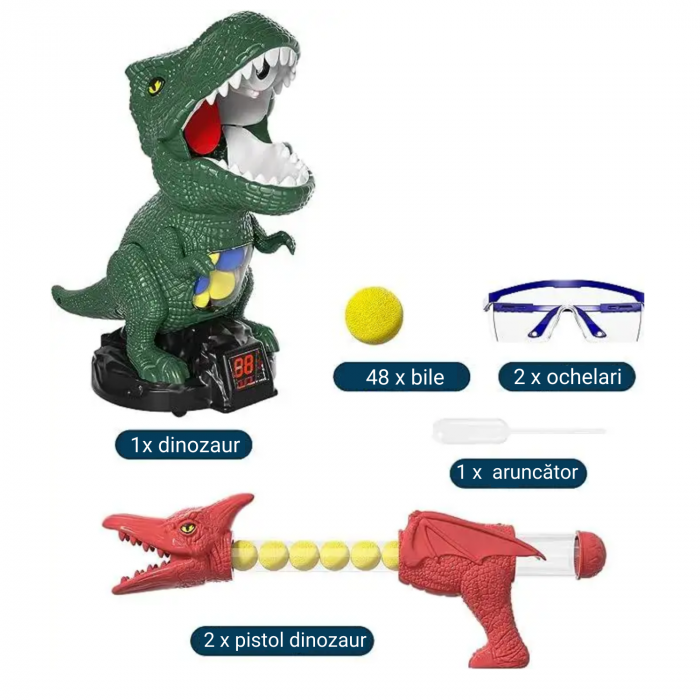 Jucarie pusca cu dinozauri, Simply Joy, cu tinta, pentru baieti si fete, verde, + 3 ani [2]