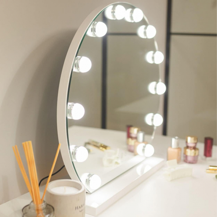 Oglinda pentru machiaj si cosmetica, Simply joy, cu led si touch, 3 tipuri de lumina, intensitate reglabila [8]