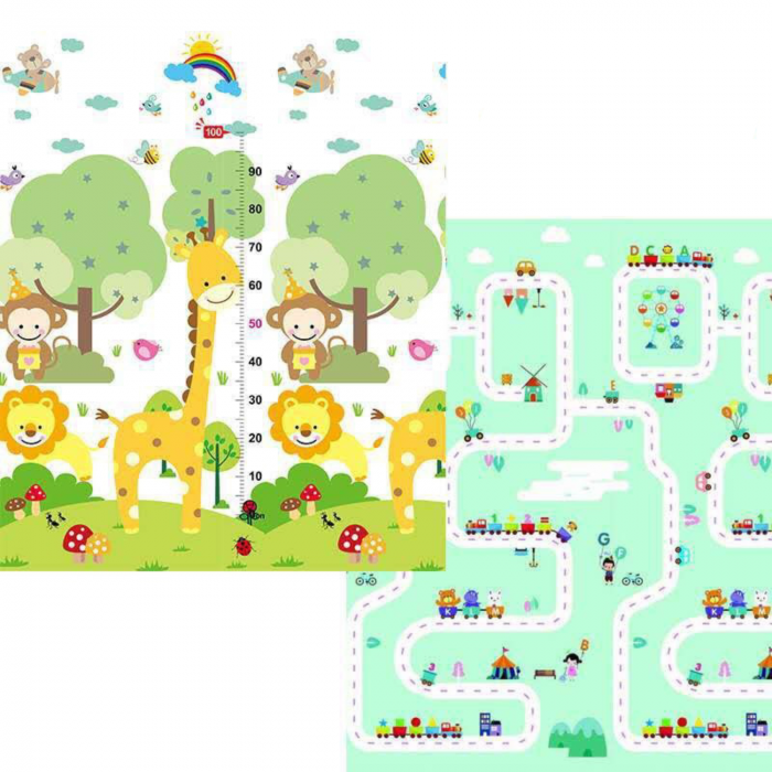 RESIGILAT-Covor de joaca termic girafa si tren 200 X 150 X 1 cm, Simply Joy,pliabil,antiderapant,educativ si interactiv cu doua fete, extra gros, protectie impotriva loviturilor [2]