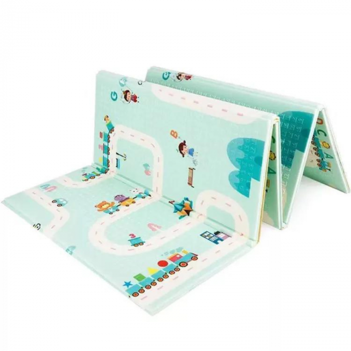 RESIGILAT-Covor de joaca termic girafa si tren 200 X 150 X 1 cm, Simply Joy,pliabil,antiderapant,educativ si interactiv cu doua fete, extra gros, protectie impotriva loviturilor [7]