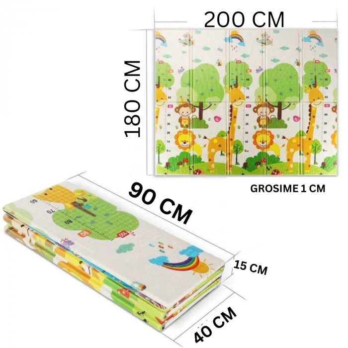 RESIGILAT-Covor de joaca termic girafa si tren 200 X 150 X 1 cm, Simply Joy,pliabil,antiderapant,educativ si interactiv cu doua fete, extra gros, protectie impotriva loviturilor [5]