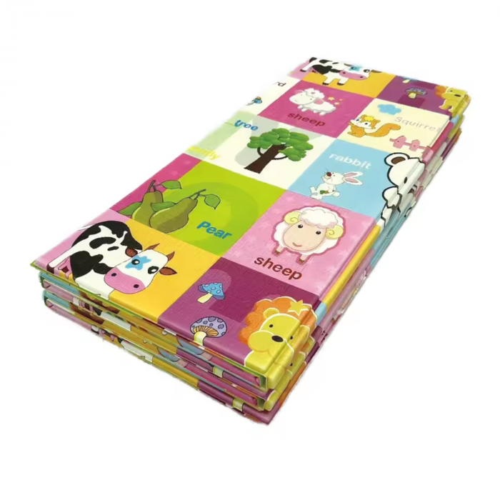RESIGILAT - Covoras de joaca termic lumea animalelor 200 X 180 X 1 cm, Simply Joy, pliabil, antiderapant, educativ si interactiv cu doua fete, extra gros, protectie impotriva loviturilor, pentru fete  [7]