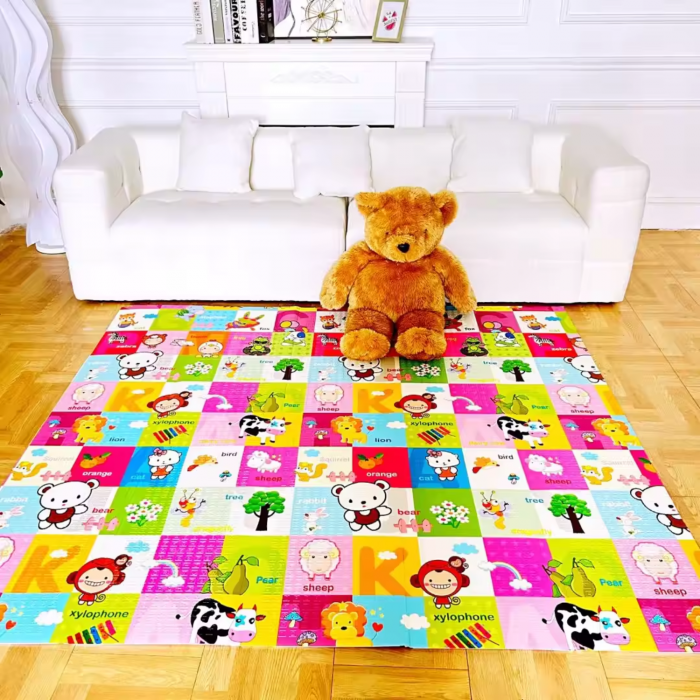 RESIGILAT - Covoras de joaca termic lumea animalelor 200 X 180 X 1 cm, Simply Joy, pliabil, antiderapant, educativ si interactiv cu doua fete, extra gros, protectie impotriva loviturilor, pentru fete  [5]