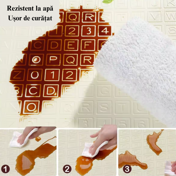 RESIGILAT - Covoras de joaca termic lumea animalelor 200 X 180 X 1 cm, Simply Joy, pliabil, antiderapant, educativ si interactiv cu doua fete, extra gros, protectie impotriva loviturilor, pentru fete  [4]