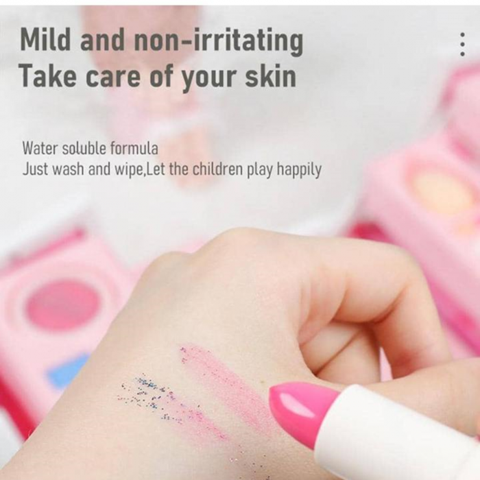 RESIGILAT-Trusa de machiaj pentru copii, Set Make-Up Simply Joy, cu 47 de elemente pentru make-up, rujuri, farduri, oja, Design inedit, geanta cu maner pentru transport, pentru fetite de 3,4,5,6,7,8,9 [5]