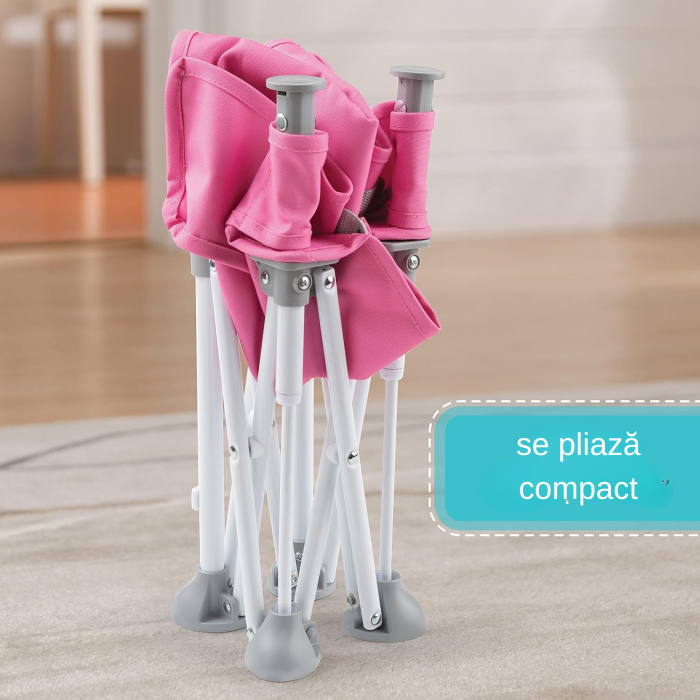 Scaun de masa pentru bebelusi si copii, Simply Joy, Tavita si Husa Detasabile si Lavabile, Multifunctional si Stabil, Centura de siguranta, Cos de depozitare, Roz, +6 luni [3]