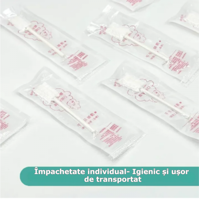 Set 30 bucati Periute de Dinti pentru Bebelusi Simply Joy®, Unica folosinta, pentru curatare limba, gingii si dinti sugari si copii, Ambalaj individual, Alb [4]