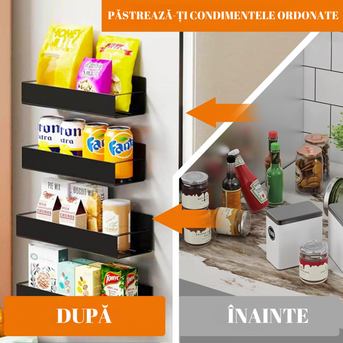 Set 5 rafturi pentru frigider, Simply Joy, organizator cu magnet pentru condimente, bucatarie, cuptor cu microunde, masina de spalat, negru [2]