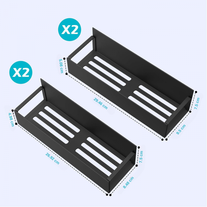 Set 5 rafturi pentru frigider, Simply Joy, organizator cu magnet pentru condimente, bucatarie, cuptor cu microunde, masina de spalat, negru [9]