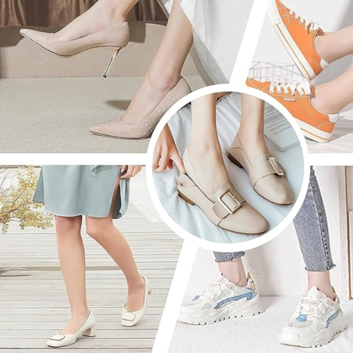 Set 9 perechi de sosete scurte pentru femei, Simply Joy, Subtiri, invizibile, anti-alunecare, Marime universala 35-40 EU, pentru mocasini, balerini, pantofi decupati, imprimeu uni, negru/alb/bej [10]