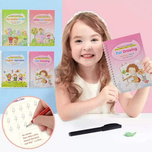 Set rechizite scolare cu 4 caiete de lucru COPYBOOK tip Sank Magic, alfabetul englez, numere, matematica, pictura si desen, multicolor, 19 cm X 13 cm + rezerve stilou magic [2]