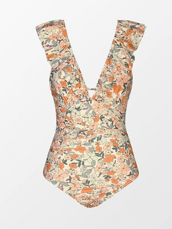Costum de baie intreg, Simply Joy, imprimeu floral, volane, multicolor [2]