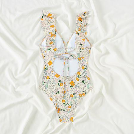 Costum de baie intreg, Simply Joy, imprimeu floral, volane, multicolor [5]