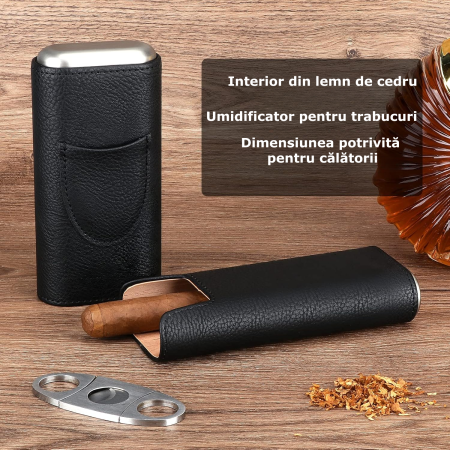 Cutie de trabucuri din piele ecologica, negru [6]