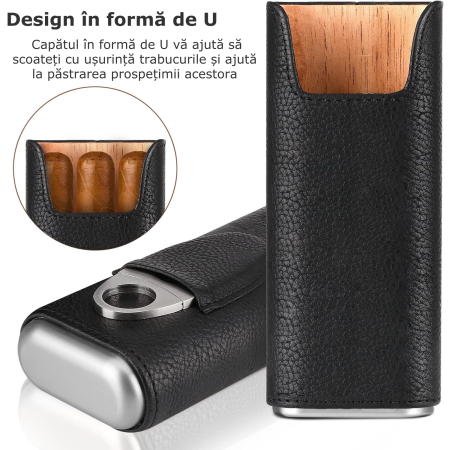 Cutie de trabucuri din piele ecologica, negru [3]