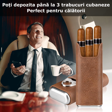 Cutie de trabucuri din piele ecologica, maro [1]