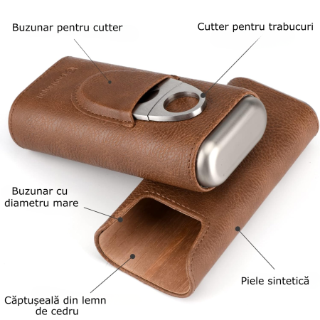 Cutie de trabucuri din piele ecologica, maro [4]