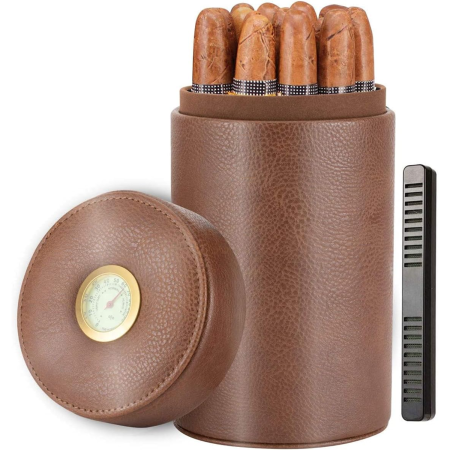 Cutie de trabucuri din piele ecologica, maro [0]