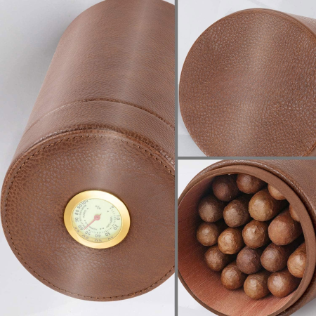 Cutie de trabucuri din piele ecologica, maro [3]