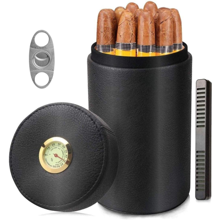 Cutie de trabucuri din piele ecologica, negru