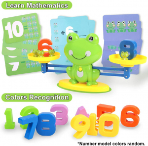 Jucarie Broasca tip balanta invatam matematica - Jucarii educative STEM pentru copii si joc de invatare a numerelor pentru baieti si fete de 3 4 5 ani (set de 63 de piese) [4]