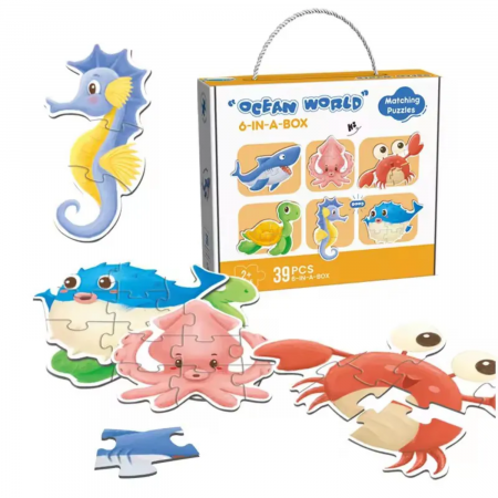 Puzzle si seturi de construit - puzzle copii 2 ani animale marine