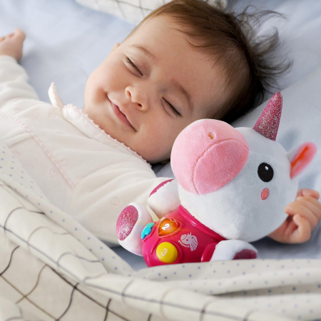 Jucarie pentru bebelusi, Simply Joy, animal de plus unicorn, cu sunete si lumini, roz, + 6 luni [2]